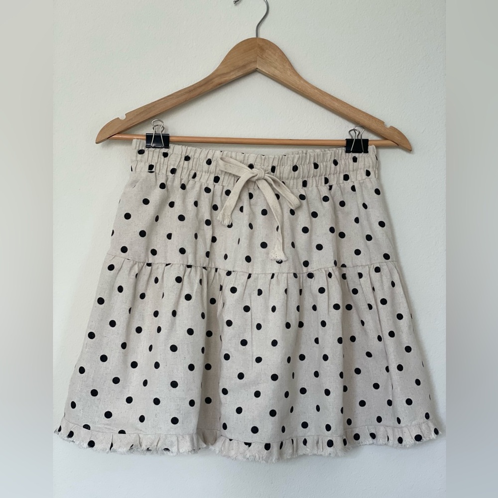 Umgee Cream and Black Polka Dot Mini Skirt